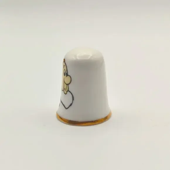 VTG AFB Thimble Sneezy Bone China Disneys Snow White Gold Trim Collectible - Picture 4 of 9